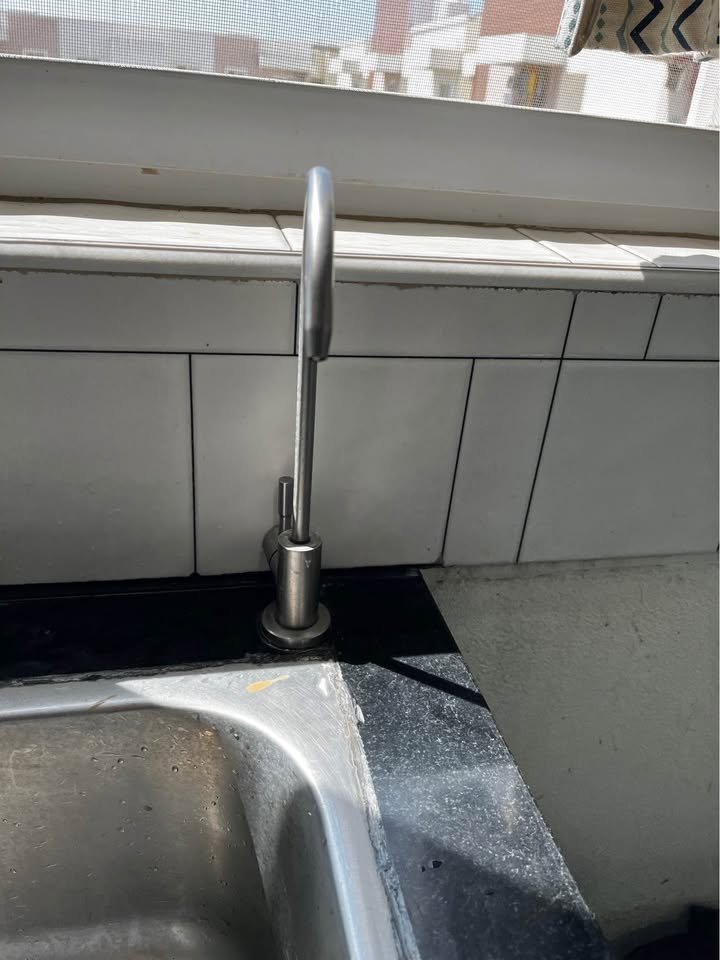 Aquaguard ENRICH Select Designo Copper and RO faucet with sleek stainless steel finish and curved spout