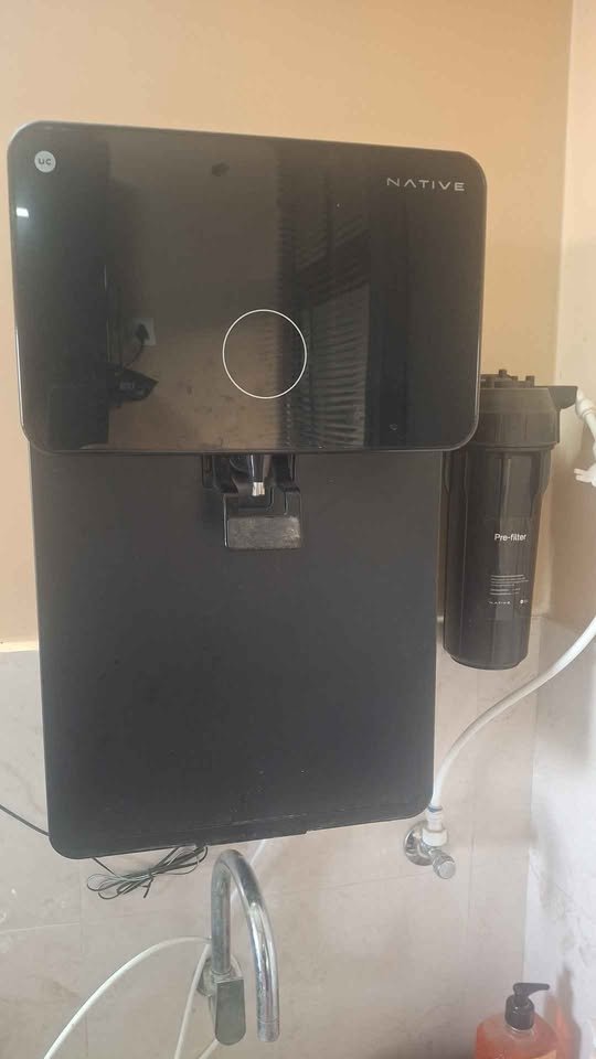UC Native M1 Copper and RO water purifier with integrated dispensing tap, close view